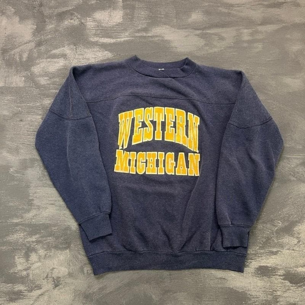 Vintage Western Michigan University Sweatshirt Mens Medium Blue 1970s